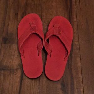 Rainbow red flip flops women’s